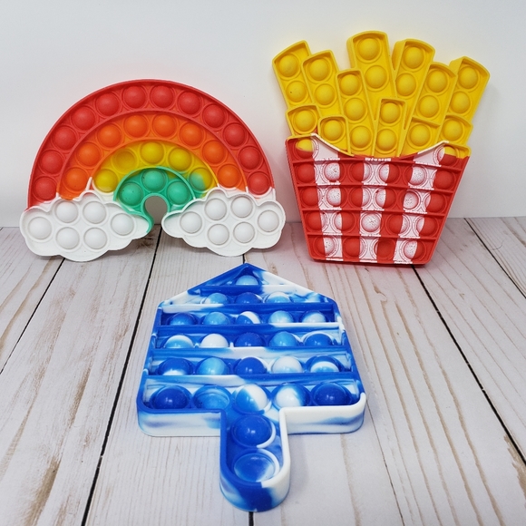 Fries Popsicle Rainbow Bubble Pop It Sensory Fidget Toy - Picture 12 of 13